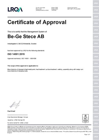 Certificate of Approval